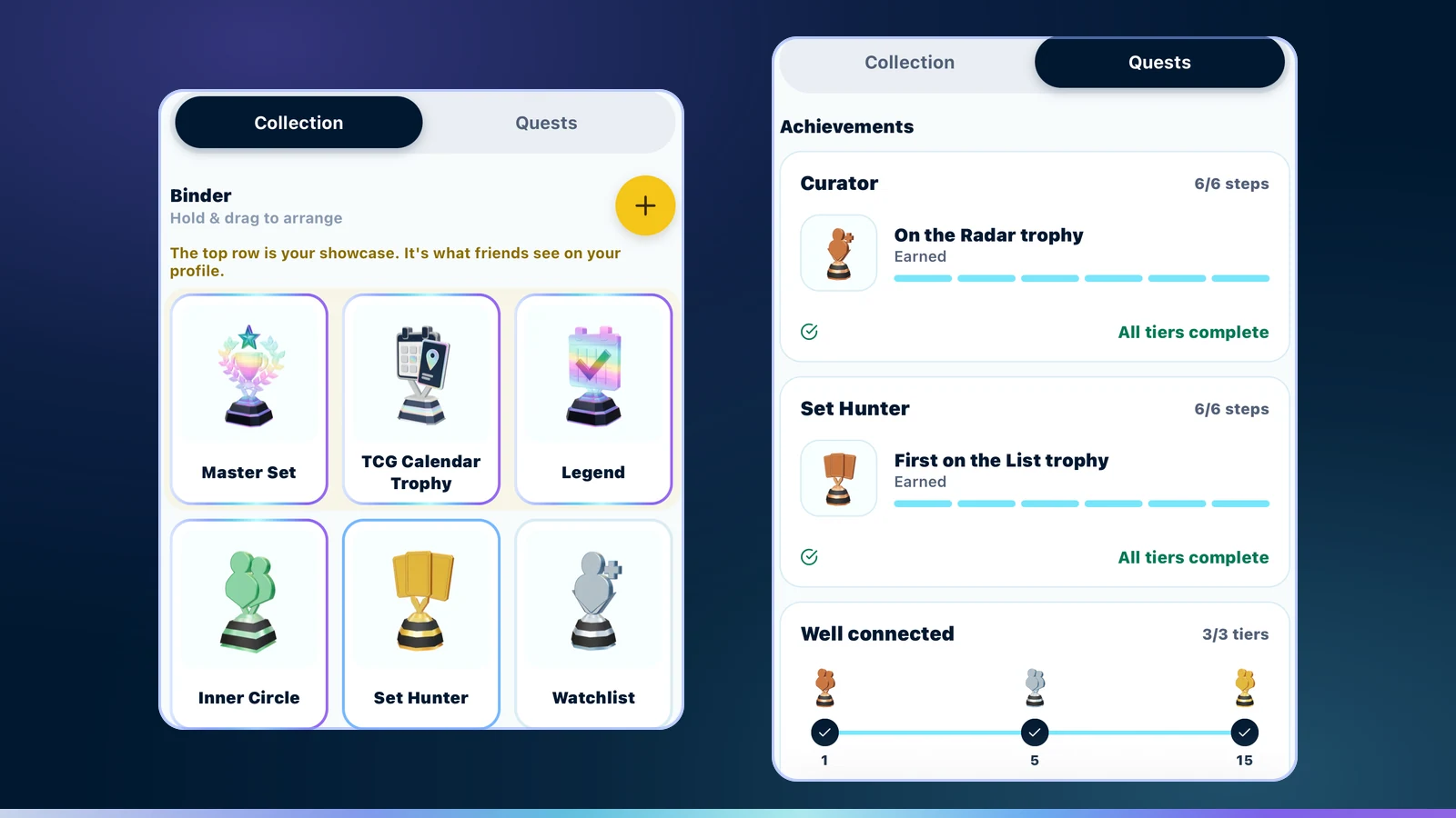 The Binder with its Collection and Quests tabs