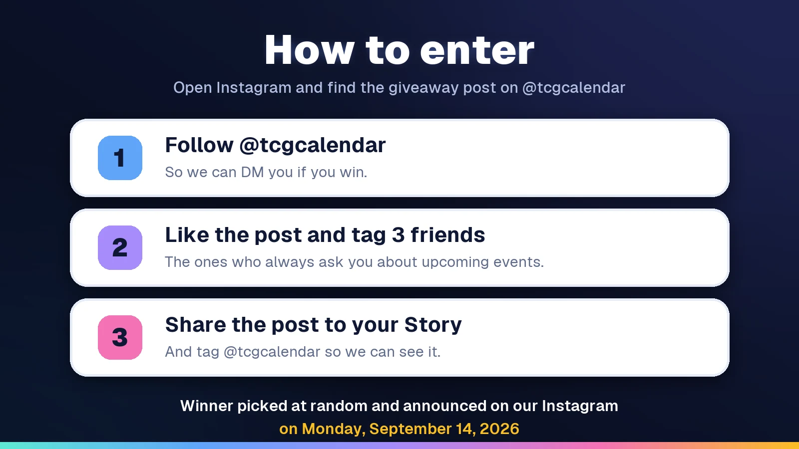 The three steps to enter the giveaway